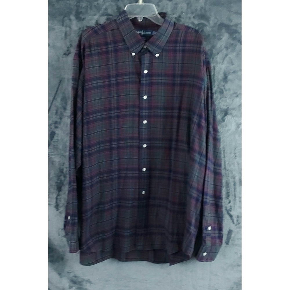 VTG Polo Ralph Lauren Blake Shirt Men's 2XL Plaid 90's Made in Hong Kong